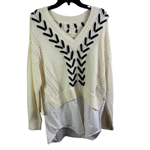 Veronica Beard Edwin Mixed Media Sweater Top - Picture 2 of 4